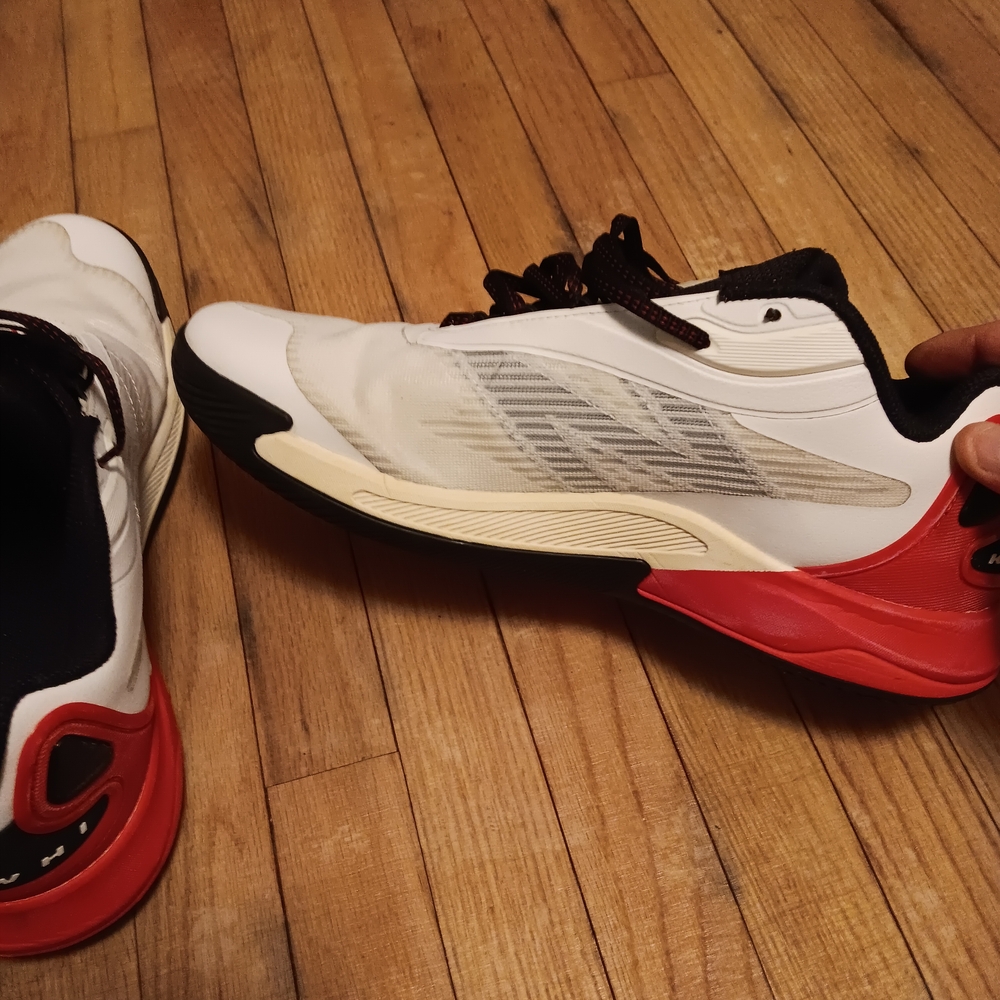 New Balance Men's White Black Red Athletic Sneakers - Picture 5 of 8